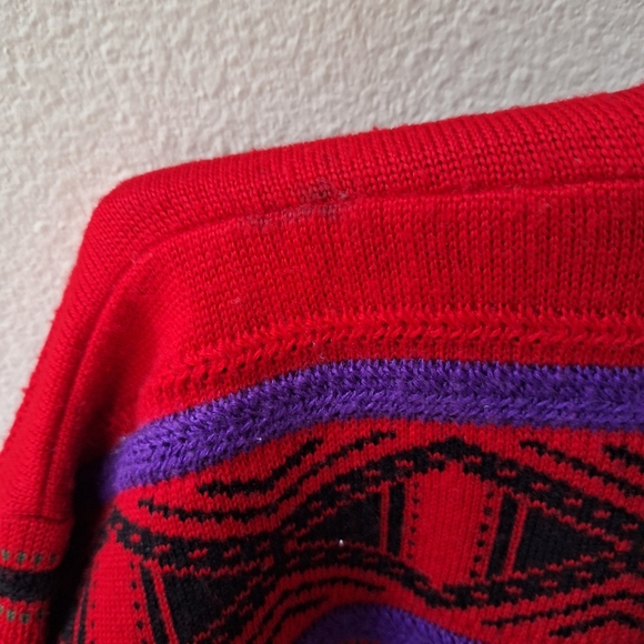 Vintage Meister Mens Red Wool Blend  Ski Sweater. Size L - Picture 8 of 8